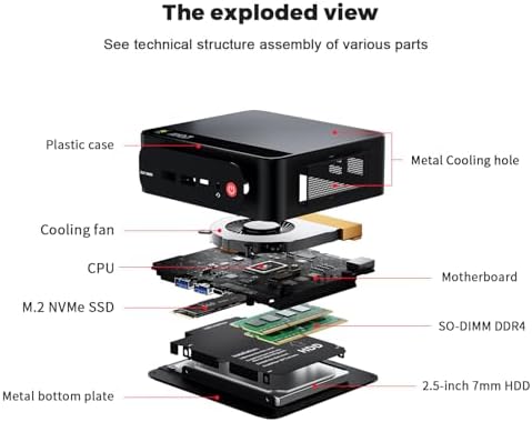 Beelink SER5 MAX Mini PC - AMD Ryzen 7 6800U, 24GB RAM, 500GB SSD, 4K Triple Display, Ideal for Gamers and Professionals