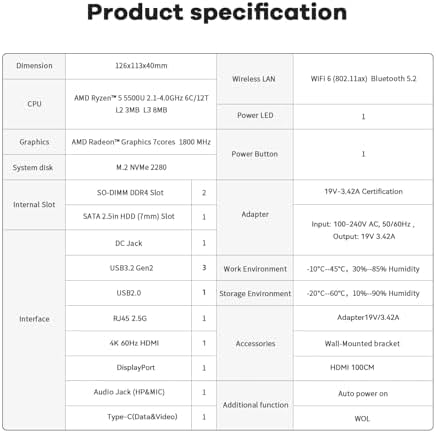 Beelink SER5 MAX Mini PC - AMD Ryzen 7 6800U, 24GB RAM, 500GB SSD, 4K Triple Display, Ideal for Gamers and Professionals